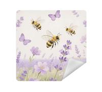 siphylline Make Up Bag Camera Lens Cloth Portable Jewelry Organizer Wrap 13.8 X 13.8 Wrapper Cosmetic Organizers For Travel, busy bees lavender, 21.7x21.7in