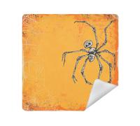 siphylline Make Up Bag Camera Lens Cloth Self-Adhesive Makeup Organizer Wrap 13.8 X 13.8 Wrapper Cosmetic Organizers For Travel, Spooky Skeleton insect Bone Orange Halloween, 13.8x13.8in