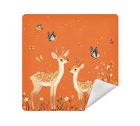 siphylline Make Up Bag Cloth Magic Self-Adhesive Cosmetic Travel Bag Organizer Wrap 13.8 X 13.8 Wrapper Makeup pouching For Women, cartoon Sika deer Orange, 21.7x21.7in