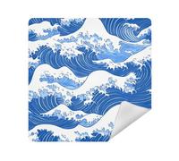siphylline Make Up Bag Pouchs Camera Lens Cloth Portable Cosmetic Travel Bag Organizer Wrap 13.8 X 13.8 Wrapper Cosmetic Organizers For Travel, Japanese woodblock-style wave, 13.8x13.8in