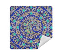 siphylline Make up Pouchs Camera Lens Cloth Magic Toiletry Organizer Travel Wrap 13.8 X 13.8 Wrapper Cosmetic Organizers For Travel, fashion paisley flower navy blue ethnic, 21.7x21.7in