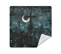 siphylline Make up Pouchs Cloth Magic Self-Adhesive Travel Organizer Wrap 13.8 X 13.8 Wrapper Makeup pouching For Women, Gothic darkness night cross moon, 13.8x13.8in