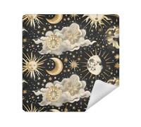 siphylline Makeup Bag Camera Lens Cloth Magic Cosmetic Travel Bag Organizer Wrap 13.8 X 13.8 Wrapper Cosmetic Organizers For Travel, Gold Leaf Sun Moon, 13.8x13.8in