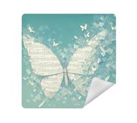 siphylline Makeup Bag Camera Lens Cloth Portable Cosmetic Bag Organizer Wrap 13.8 X 13.8 Wrapper Organizer Bags For Women, dreamy abstract Butterfly music notes Teal, 21.7x21.7in