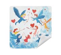 siphylline Makeup Bag Camera Lens Cloth Self-Adhesive Make Up Organizers Wrap 13.8 X 13.8 Wrapper Makeup pouching For Women, Cupid is flying, 21.7x21.7in