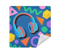 siphylline Makeup Bag Cloth Magic Self-Adhesive Travel Make Up Organizer Wrap 13.8 X 13.8 Wrapper Cosmetic Organizers For Travel, Headphones Abstract shapes Memphis style, 13.8x13.8in