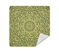 siphylline Makeup Bag Cloth Magic Sticker Make Up Organizers Wrap 13.8 X 13.8 Wrapper For Organization, boho Grass Green Beige Yellow Mandala, 17.7x17.7in