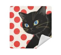 siphylline Makeup Bag Cloth Magic Sticker pouching Organizer Wrap 13.8 X 13.8 Wrapper Makeup pouching For Women, red dots black cat, 17.7x17.7in