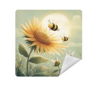 siphylline Makeup Holders Camera Lens Cloth Magic Jewelry Organizer Wrap 13.8 X 13.8 Wrapper For Organization, sunflower bees cute retro, 13.8x13.8in