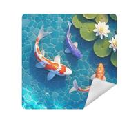 siphylline Makeup Organizer Bag Cloth Magic Travel Organizer Wrap 13.8 X 13.8 Wrapper Organizer Bags For Women, 3d colorful kois fish water lily, 13.8x13.8in