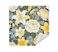 siphylline Makeup Organizer Bag Cloth Self-Adhesive Make Up Organizers Wrap 13.8 X 13.8 Wrapper For Organization, William Morris White lily rose, 21.7x21.7in