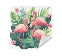 siphylline Makeup Travel Bag Cloth Self-Adhesive Cosmetic Bag Organizer Wrap 13.8 X 13.8 Wrapper Cosmetic Organizers For Travel, cartoon flamingo green leaves, 17.7x17.7in