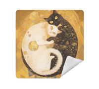 siphylline Makeup Travel Case Camera Lens Cloth Self-Adhesive pouching Organizer Wrap 13.8 X 13.8 Wrapper Makeup pouching For Women, boho Tai Chi white black cats, 13.8x13.8in