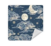 siphylline Makeup Travel Case Cloth Magic Self-Adhesive Cosmetic Organizer Wrap 13.8 X 13.8 Wrapper For Toiletries, chinese style Moon dark blue, 17.7x17.7in