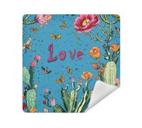 siphylline Makeup Travel Case Cloth Magic Sticker Jewelry Organizer Wrap 13.8 X 13.8 Wrapper Cosmetic Organizers For Travel, beauty Cactus, Blue, 13.8x13.8in