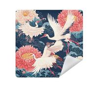 siphylline Makeup Travel Case Cloth Magic Sticker Travel Make Up Organizer Wrap 13.8 X 13.8 Wrapper For Organization, Red white crane flowers, 21.7x21.7in