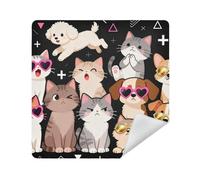 siphylline Makeup Travel Case Cloth Portable Travel Organizer Wrap 13.8 X 13.8 Wrapper Makeup pouching For Women, cartoon cute Cats Dogs street art, 21.7x21.7in