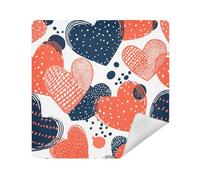 siphylline Makeup Travel Case Cloth Self Adhesive Makeup Organizer Wrap 13.8 X 13.8 Wrapper Makeup pouching For Women, simple dots valentins hearts, 17.7x17.7in