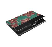 siphylline Maroon Red Flower Dark Green Ultra-thin business card holders With Leather & Stainless Steel cards holder for Protects Your Cards