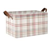 siphylline Mars Plaid Offwhite Buffallo Fabric Storage Baskets Bins for Cube Storage with Handles Fabric Closet Organizers for Closet Cloth Toy Gift