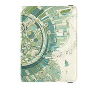 siphylline Mechanical Style Butterfly Music Notes Mint Green Leather Passport Holder Cover Passport Wallet Document Organizer Holder Accessories Ultra Slim