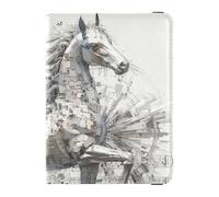 siphylline Mechanical Style Horse Music Score Grey Leather Passport Holders Vaccine Card Holder Cover Combo Passport Cover with RFID Blocking Waterproof