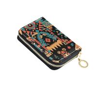 siphylline Mexico Folk Art Elements leather wallet card holder women With 9 cards slot RFID Blocking card holder men with zipper