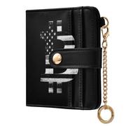siphylline Minimalist Bitcoin Sign Flag Women's Folding Card Wallet Waterproof PU Leather Bifold Wallet for Men Women Travel