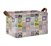 siphylline Modern Art Purple Lion Tigers Hearts Decorative Shelf Baskets Storage Organizer Bins and Basket with Handles Cube Storage Containers for Organizing Clothes Toy Nursery