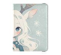 siphylline Modern Reindeer Anime Leather Passport and Vaccine Card Holder Combo Wallet Combo Cute Passport Book Waterproof
