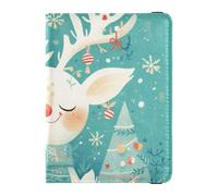 siphylline Modern Reindeer Green Leather Passport Holder Covers Case Passport Case Badge ID Vaccine Card Holder Wallet Waterproof