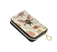 siphylline Monsters Cute Cartoon Vintage leather card holder wallet for men with Cion Purse RFID Blocking credit card holders with zipper