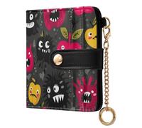siphylline monsters fruit Gray Red Women's Leather Folding Wallet Portable PU Leather Card Wallet for Woman Girl