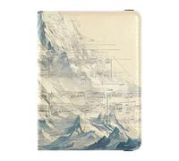 siphylline Mountain with White Sheet Music Score Beige Leather Passport and Vaccine Card Wallet Combo Card Holder Passport Case Document Organizer Holder Accessories Lightweight