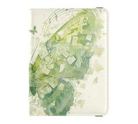 siphylline Musical Score Notes Butterfly Green Leather Passport and Vaccine Card Holder Combo Travel Documents Organizer Protector Cute Passport Book Lightweight