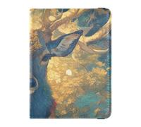 siphylline Mysterious Reindeer Hyper Realistic Style Vivid Colors Leather Passport Holders Vaccine Card Holder Cover Combo Cute Passport Book Waterproof