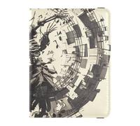 siphylline Mysterious Romantic Skeleton Dancer White Sheet Music Leather Passport and Vaccine Card Wallet Combo Wallet Combo Passport Cover with RFID Blocking Waterproof