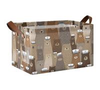 siphylline Naughty Ocean Brown Bear Decorative Shelf Baskets Large Foldable Fabric Storage Bin with Handles Cube Organizer for Closet, Shelf, Dresser