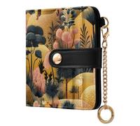 siphylline oases Emu Hut Gold Blue Women's Leather Folding Wallet Fancy Minimalist PU Leather Wallet for Women Boys Girls