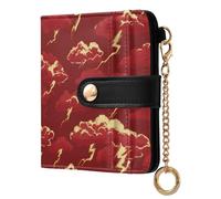 siphylline Ocean Thunder Red Gold Ladies Folding Coin Wallet Convenient Minimalist PU Leather Wallet for Girls Women Ladies