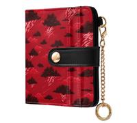 siphylline Ocean Thunder Red Women's Leather Folding Wallet Fancy PU Leather Wallet With Card Slots for Women Girls