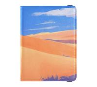 siphylline Orange Desert Art Blue Sky Leather Passport Holder Cover Wallet Travel Passport Wallet Passport Cover Holder Case Waterproof