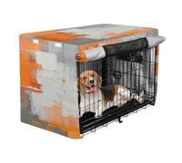 siphylline Orange White Gray Ink Art Painting Dog Crate Cover Pet Privacy Cover Dog Crate Protector