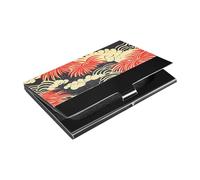 siphylline Palmette Cloud Red Black Ultra-thin pocket business card holder With Leather & Stainless Steel credit card holders for Travel Home or Office Use