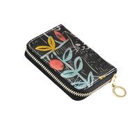siphylline Peek-a-boo leather womens card holder wallet With 2 cash slot RFID Blocking credit card case with zipper