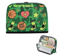 siphylline Pencil Bag Large Capacity Make Up Bag With Compartment Stationery Storage for Girls Kindergarten Animal Spot Leopard Green Ball Pattern