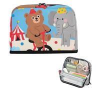 siphylline Pencil Bag Large Capacity Make Up Bags Simple Multi-Purpose Bag for Girls Middle School A Cute Cartoon and Colorful Zoo