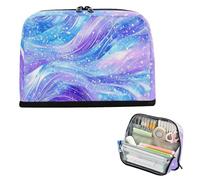 siphylline Pencil Bag Large Capacity Pen Bag Portable Stationery Pencil Case for Man School Supply Purple Blue Galaxy Starry Waves