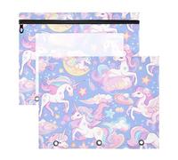 siphylline Pencil Bags Adorable Pen Holder Case for 3 Rings Binder 2 Pack Teacher Classroom Supplies Purple Rainbow unicorns