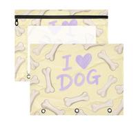 siphylline Pencil Bags Clear Storage Bag for A4 Paper Letter 2 Pack Students Classroom Supplies I Love Dog Bone Yellow